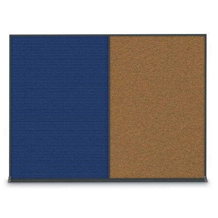 United Visual Products Double Door Radius Corkboard, 60"X36", B UV8004-BRONZE-CLOUD